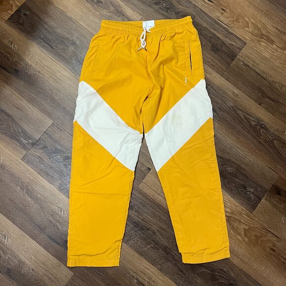 Retro Nike Jordan Nylon Pants Sport Basketball Yellow Gold Tapered Joggers Women - Picture 1 of 4